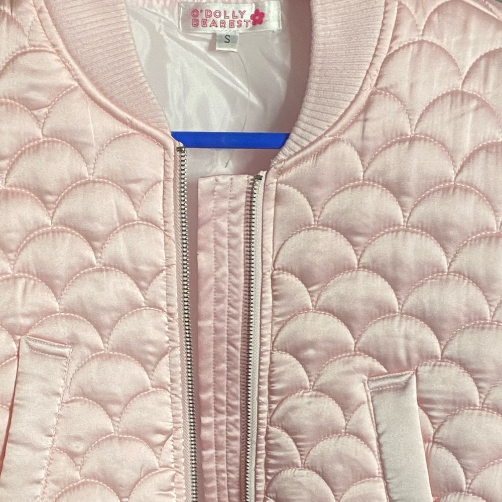 O’DOLLY DEAREST The Polly Jacket Pink Scallop Quilted Bomber 
Size S - NWOT - Picture 12 of 13
